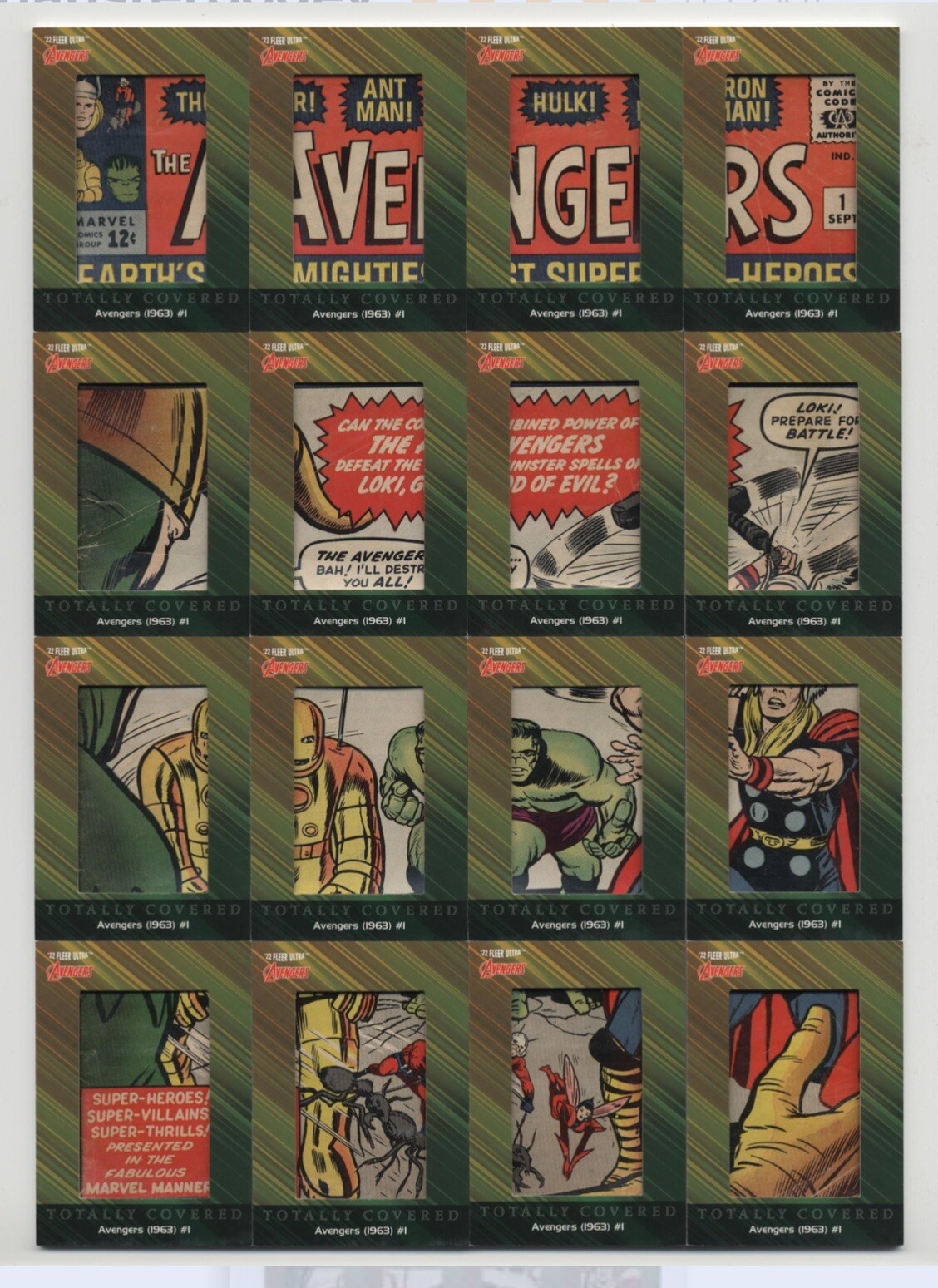 Avengers #1 1963 Comic Cover Cut Upper Deck Fleer Ultra Avengers 1/1 (16 Cards) Avengers #1 1963 Comic Cover Cut Upper Deck Fleer Ultra Avengers 1/1 (16 Cards)