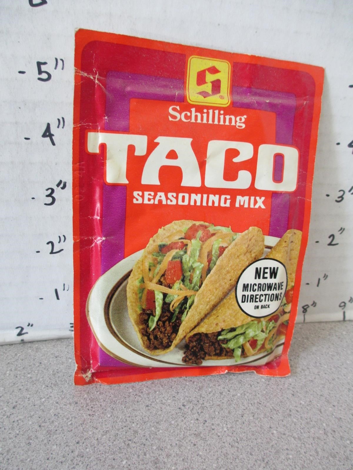 SCHILLING McCormick taco seasoning mix food packet 1981 unopened full SCHILLING McCormick taco seasoning mix food packet 1981 unopened full