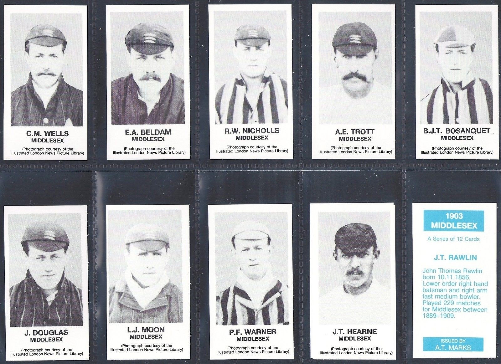 **BULK BUY 100 SETS** MARKS (A.T.)- 1903 MIDDLESEX CRICKET (100x 12 CARDS) **BULK BUY 100 SETS** MARKS (A.T.)- 1903 MIDDLESEX CRICKET (100x 12 CARDS)