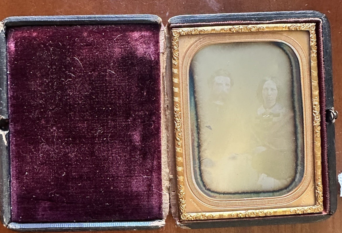 GURNEY 1/4 Daguerreotype ID'd Man & Wife New York City Dated 1858 GURNEY 1/4 Daguerreotype ID'd Man & Wife New York City Dated 1858