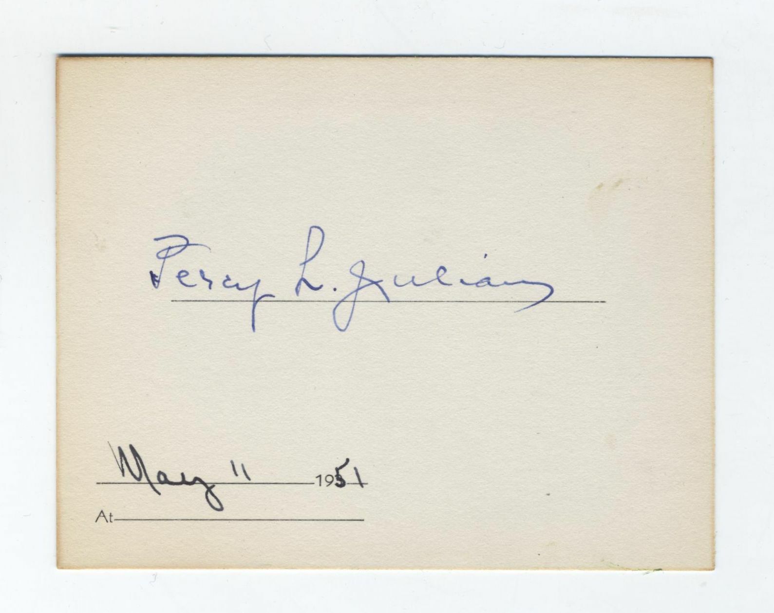ORIGINAL AFRICAN AMERICAN CHEMIST PERCY LAVON JULIAN  VERY RARE SIGNATURE