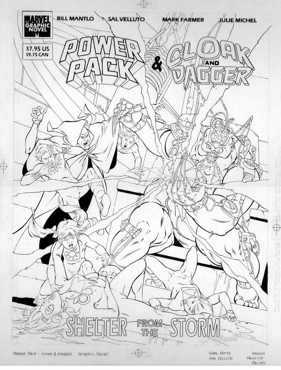 CARL POTTS - Marvel Graphic Novel: Power Pack & Cloak Dagger GN cover cross-over