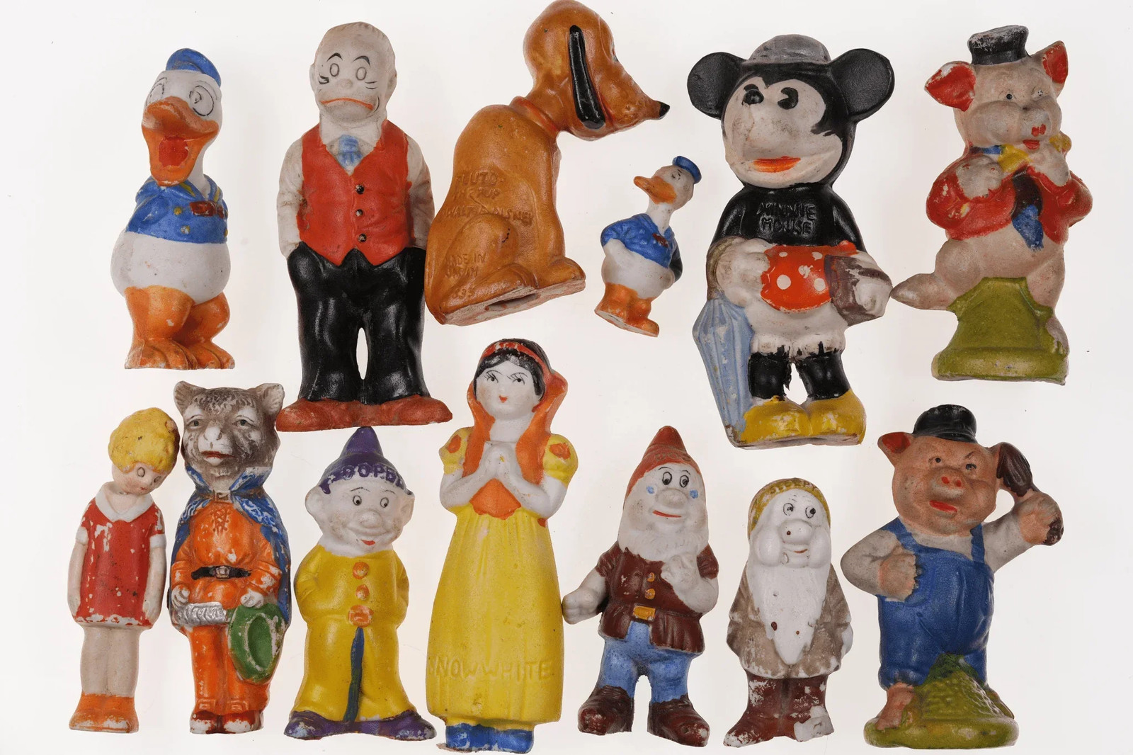 13pc 1930's Little Orphan Annie nodder Walt Disney Japan Bisque collection