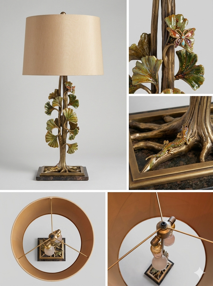 Jay Strongwater Timothy Butterfly & Leaf Lamp - Swarovski Jeweled Ginkgo - RARE Jay Strongwater Timothy Butterfly & Leaf Lamp - Swarovski Jeweled Ginkgo - RARE