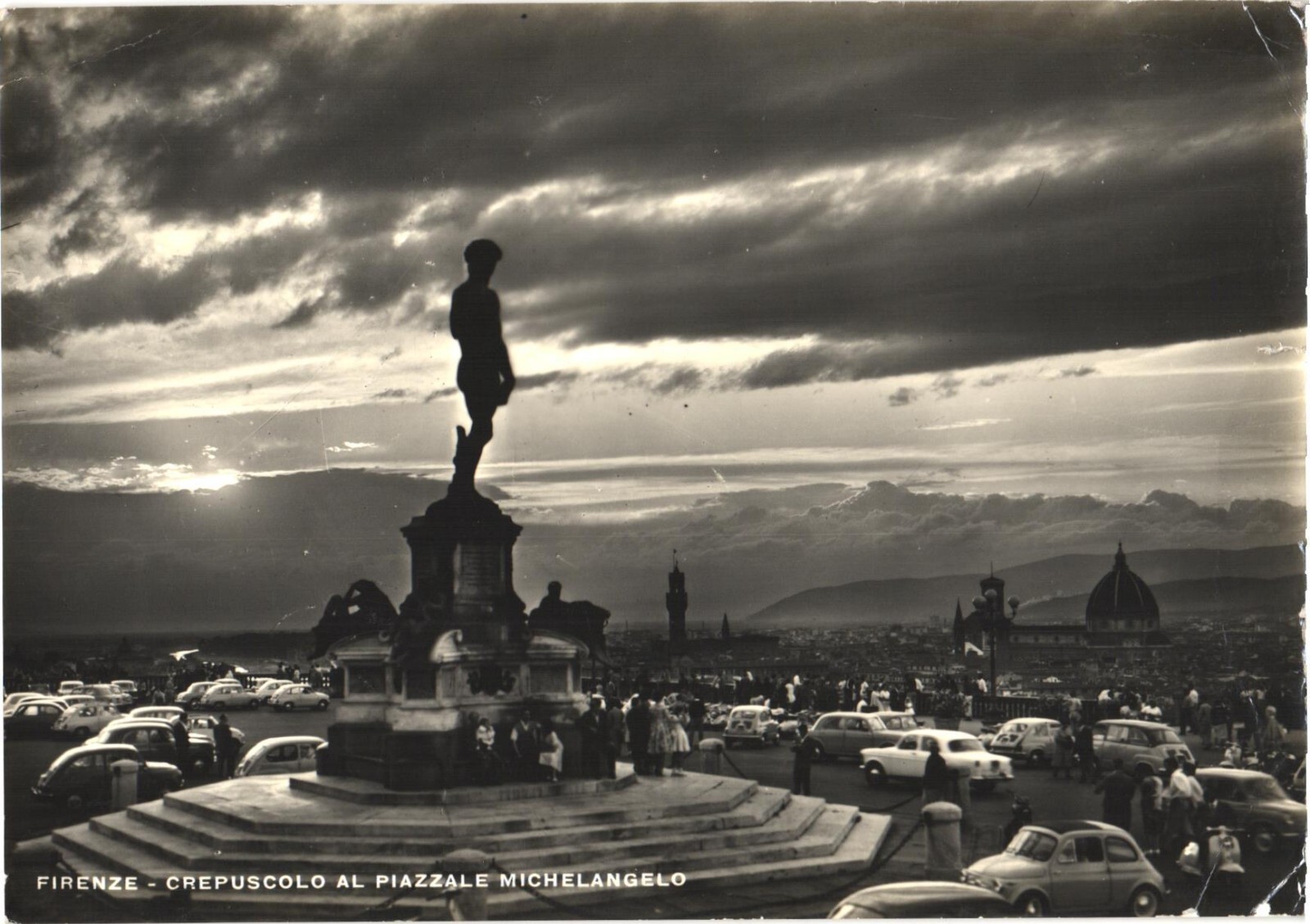 Florence Italy Piazzale Michelangelo David Statue Twilight View Chrome Postcard Florence Italy Piazzale Michelangelo David Statue Twilight View Chrome Postcard