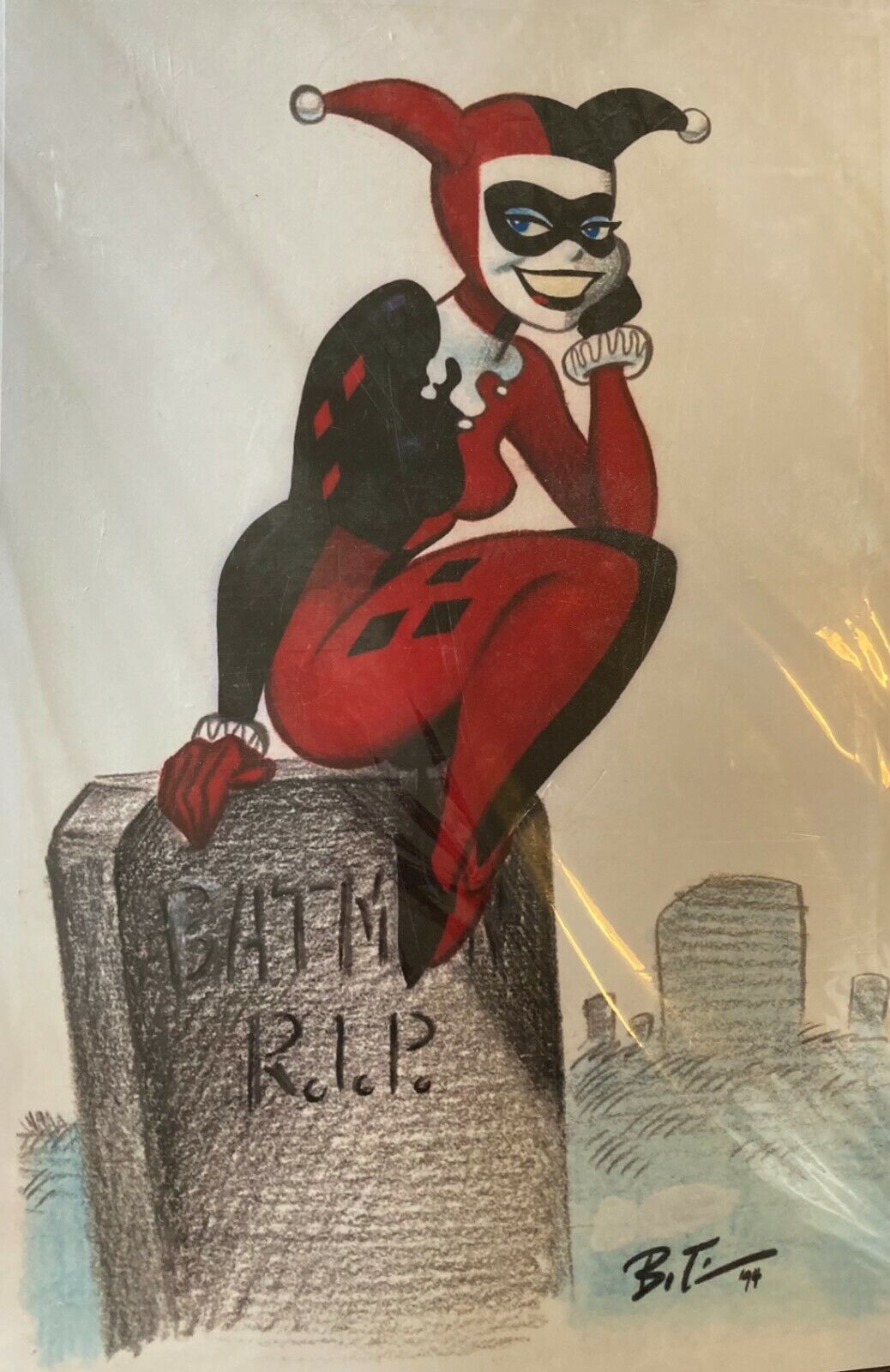 Harley Quinn 1994 ORIGINAL Bruce Timm Poster Pin Up, Comission, VINTAGE, MINT