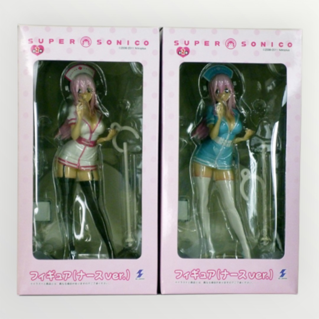 SK Japan Super Sonico Figure Nurse Ver. White Blue 2 Set Prize 2011Japan SK Japan Super Sonico Figure Nurse Ver. White Blue 2 Set Prize 2011Japan