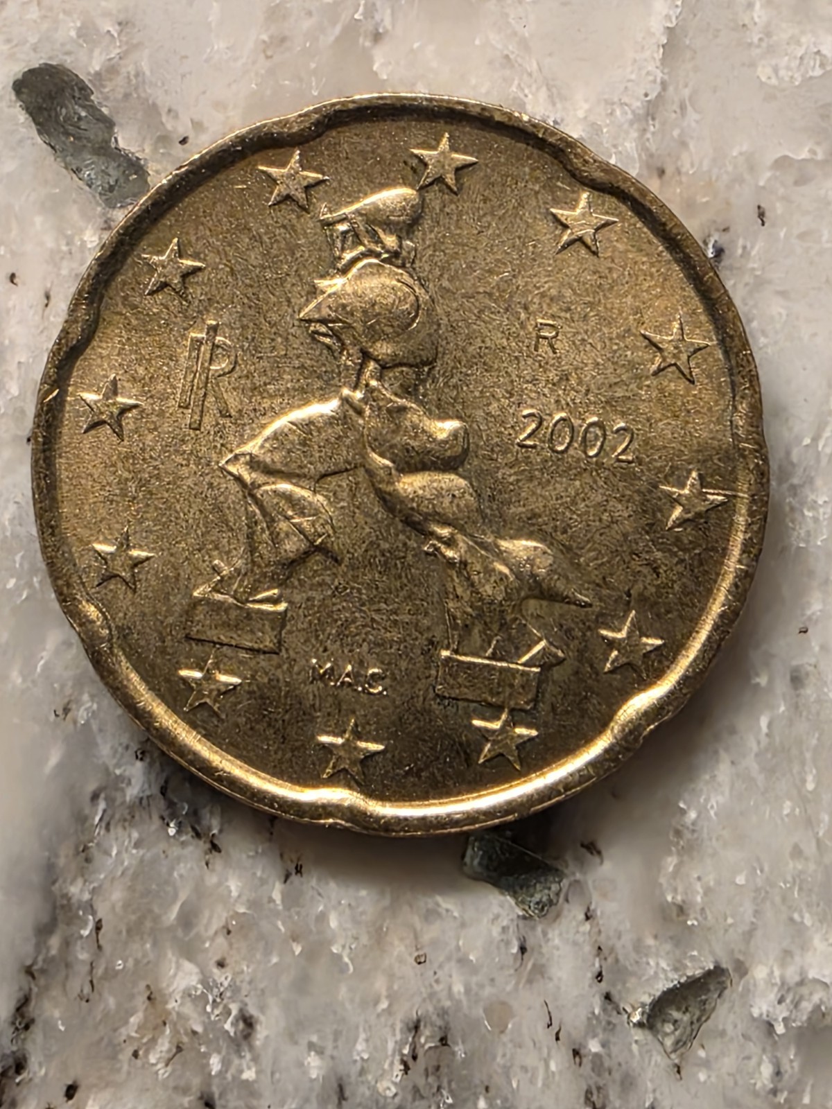 Rare euro coin 20 cents 2002 Italy Statue of Umberto Boccioni Rare euro coin 20 cents 2002 Italy Statue of Umberto Boccioni