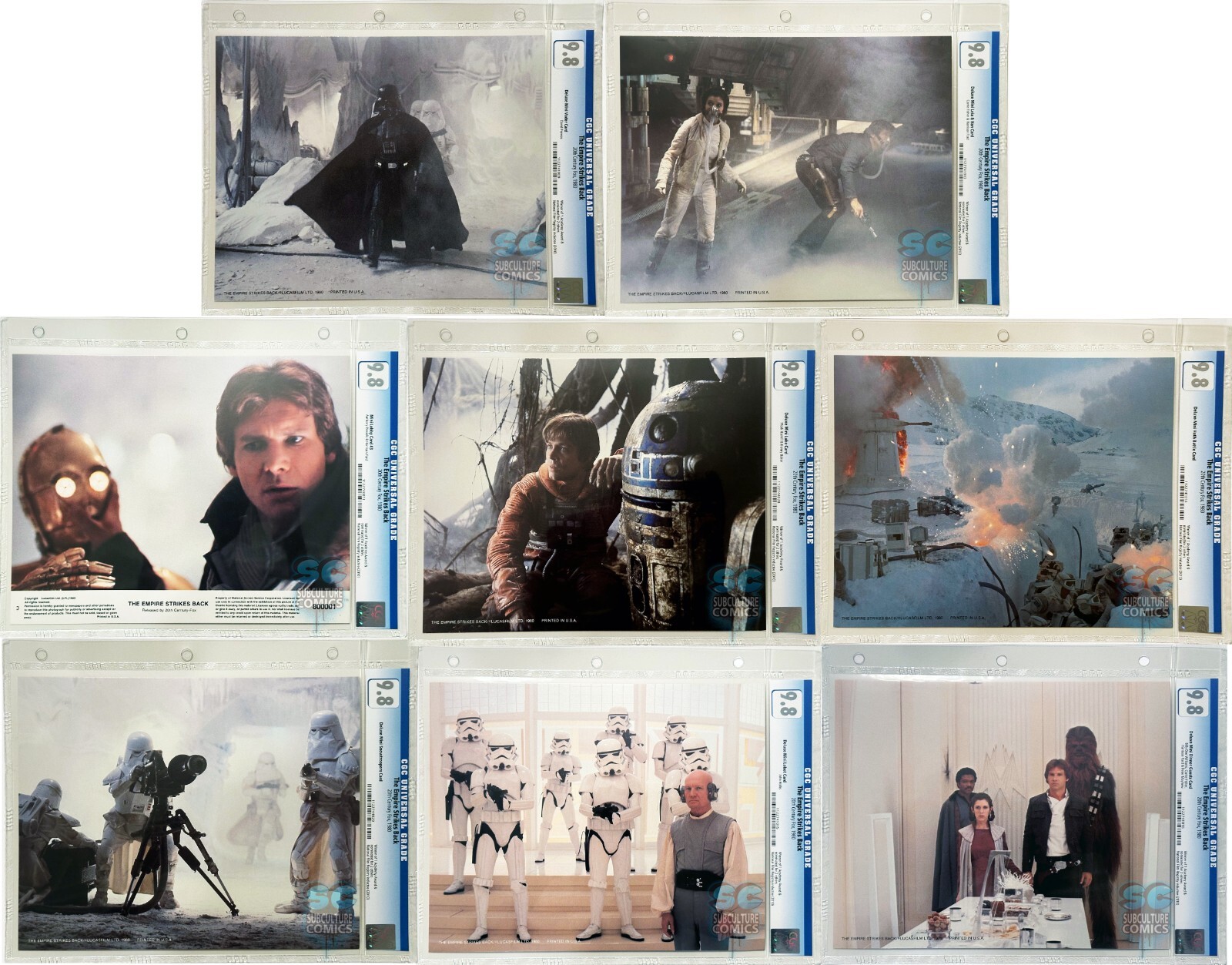 1980 STAR WARS THE EMPIRE STRIKES BACK - COMPLETE MINI LOBBY CARD SET - CGC 9.8 1980 STAR WARS THE EMPIRE STRIKES BACK - COMPLETE MINI LOBBY CARD SET - CGC 9.8