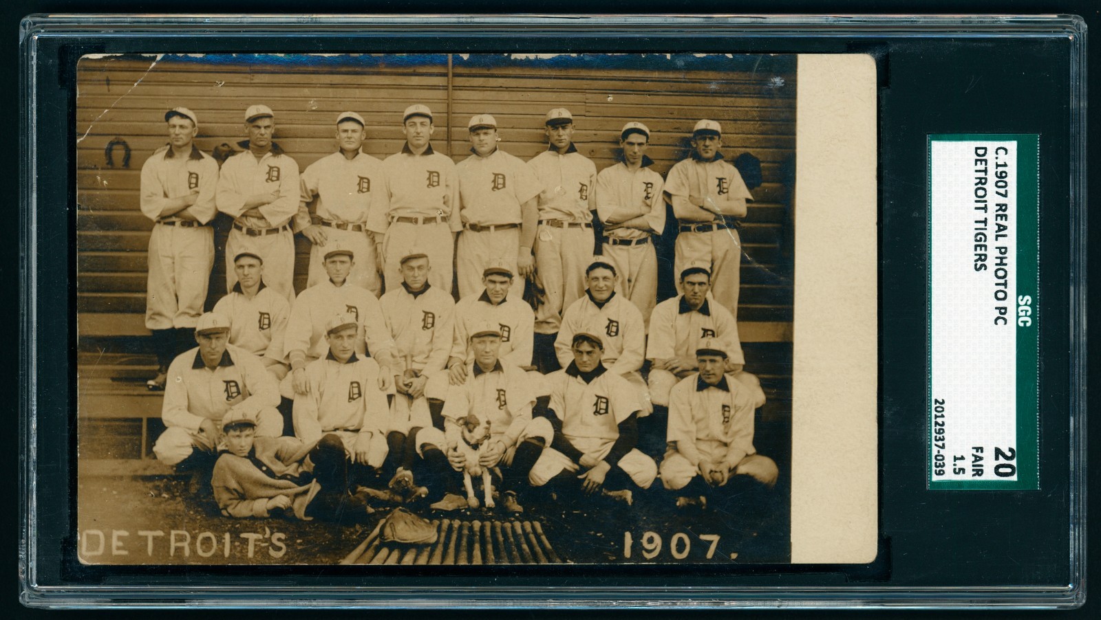1907 Detroit Tigers Real Photo PC - TY COBB HOF RC Rookie - SGC 1.5+ Postmarked