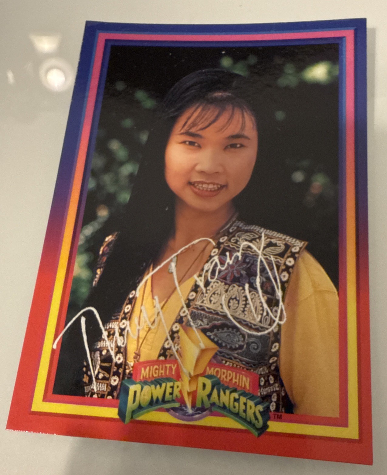 Power Rangers 94 MMPR Card Signed THUY TRANG Yellow AUTOGRAPH TRINI Y2K VTG RARE