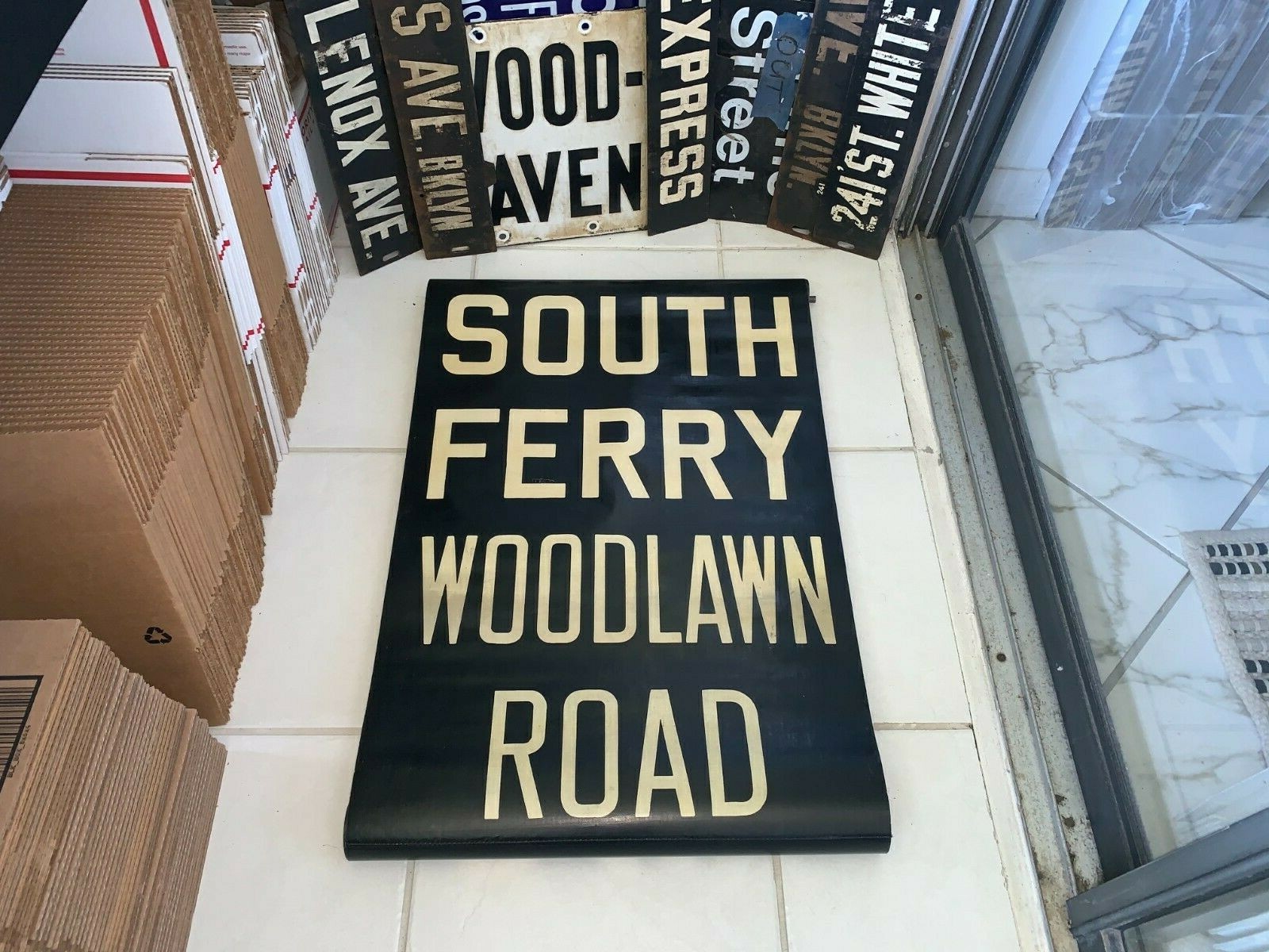 NY NYC SUBWAY ROLL SIGN SOUTH FERRY FINANCIAL DIST. BATTERY PARK WOODLAWN ROAD NY NYC SUBWAY ROLL SIGN SOUTH FERRY FINANCIAL DIST. BATTERY PARK WOODLAWN ROAD