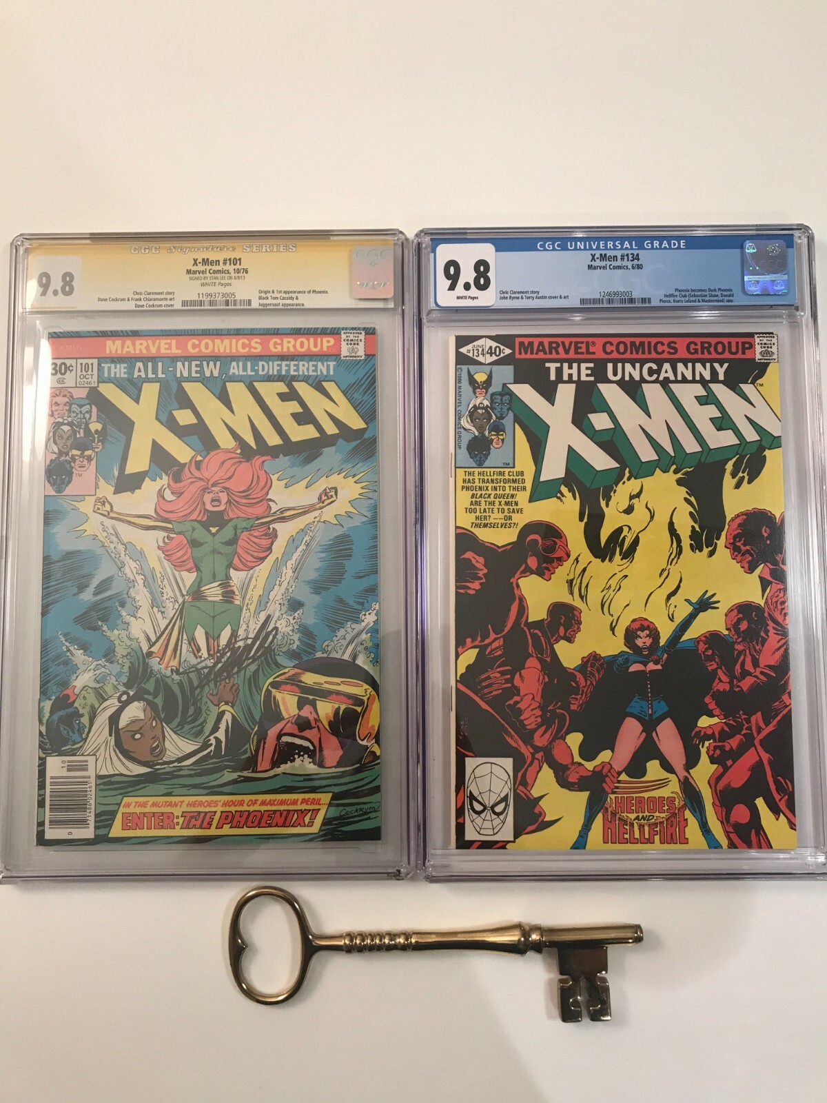 X-Men #101 & 134 CGC 9.8 WP SS Signed Stan Lee; Origin 1st Phoenix & Dark Phx X-Men #101 & 134 CGC 9.8 WP SS Signed Stan Lee; Origin 1st Phoenix & Dark Phx