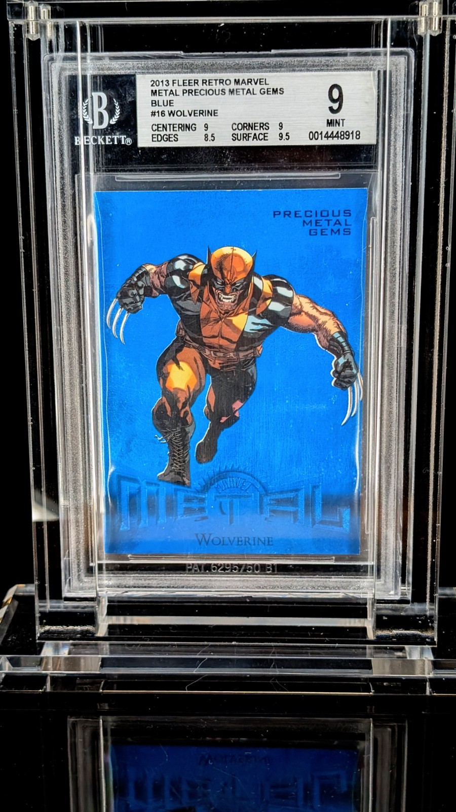 2013 Marvel Fleer Retro BLUE Precious Metal Gem PMG Wolverine /50 #16 MINT 9 2013 Marvel Fleer Retro BLUE Precious Metal Gem PMG Wolverine /50 #16 MINT 9