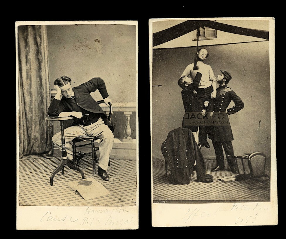 Unusual CDV Lot 1860s Hanging Soldier Murder Lynching Photo Creepy Rare