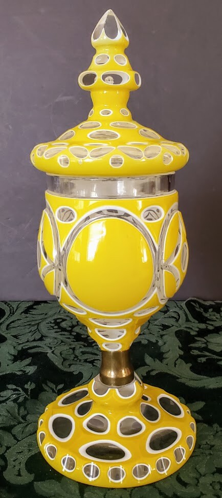 Prutscher, Otto Presentation Goblet/Dish Lidded Triple Cased Multi-Beveled