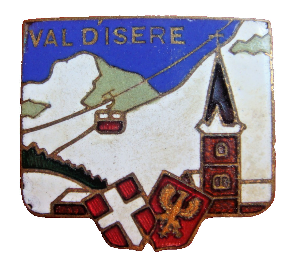 Rare 1940s Val d'Isere Enamel Ski Badge Solaise Cable Car France