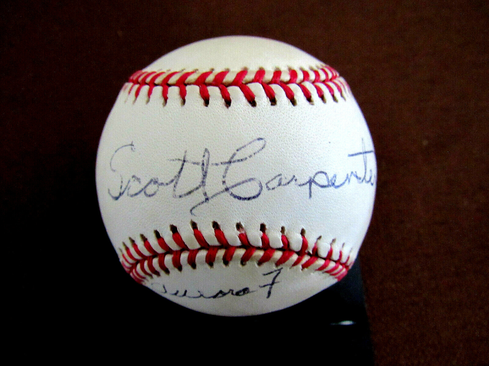 SCOTT CARPENTER AURORA 7 NASA ASTRONAUT SIGNED AUTO 1996 WS BASEBALL JSA LOA SCOTT CARPENTER AURORA 7 NASA ASTRONAUT SIGNED AUTO 1996 WS BASEBALL JSA LOA