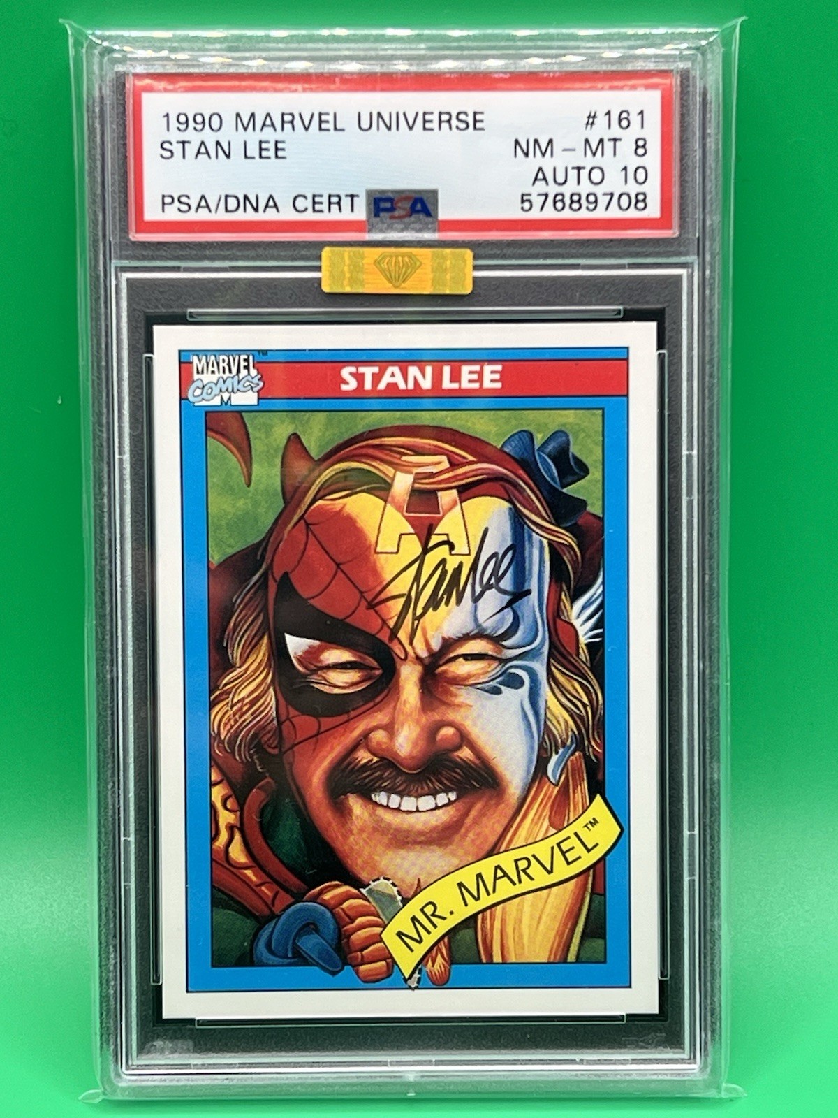1990 Marvel Universe 161 Stan Lee Auto - MBA GOLD - PSA 8 Auto 10 - POP 11 Rare