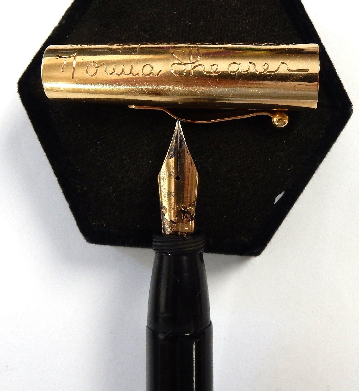 Rare Cartier 14K Gold Fountain Pen Presented by Actress Norma Shearer to Doctor