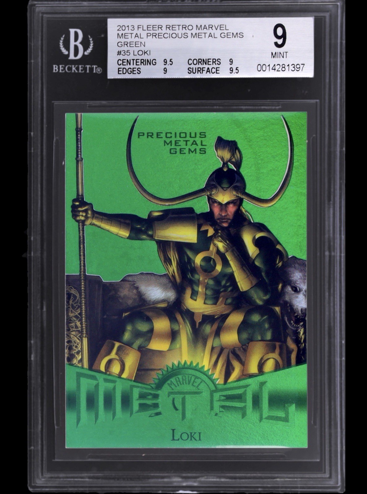 2013 Fleer Retro Marvel Precious Metal Gems PMG GREEN Loki /10 2013 Fleer Retro Marvel Precious Metal Gems PMG GREEN Loki /10