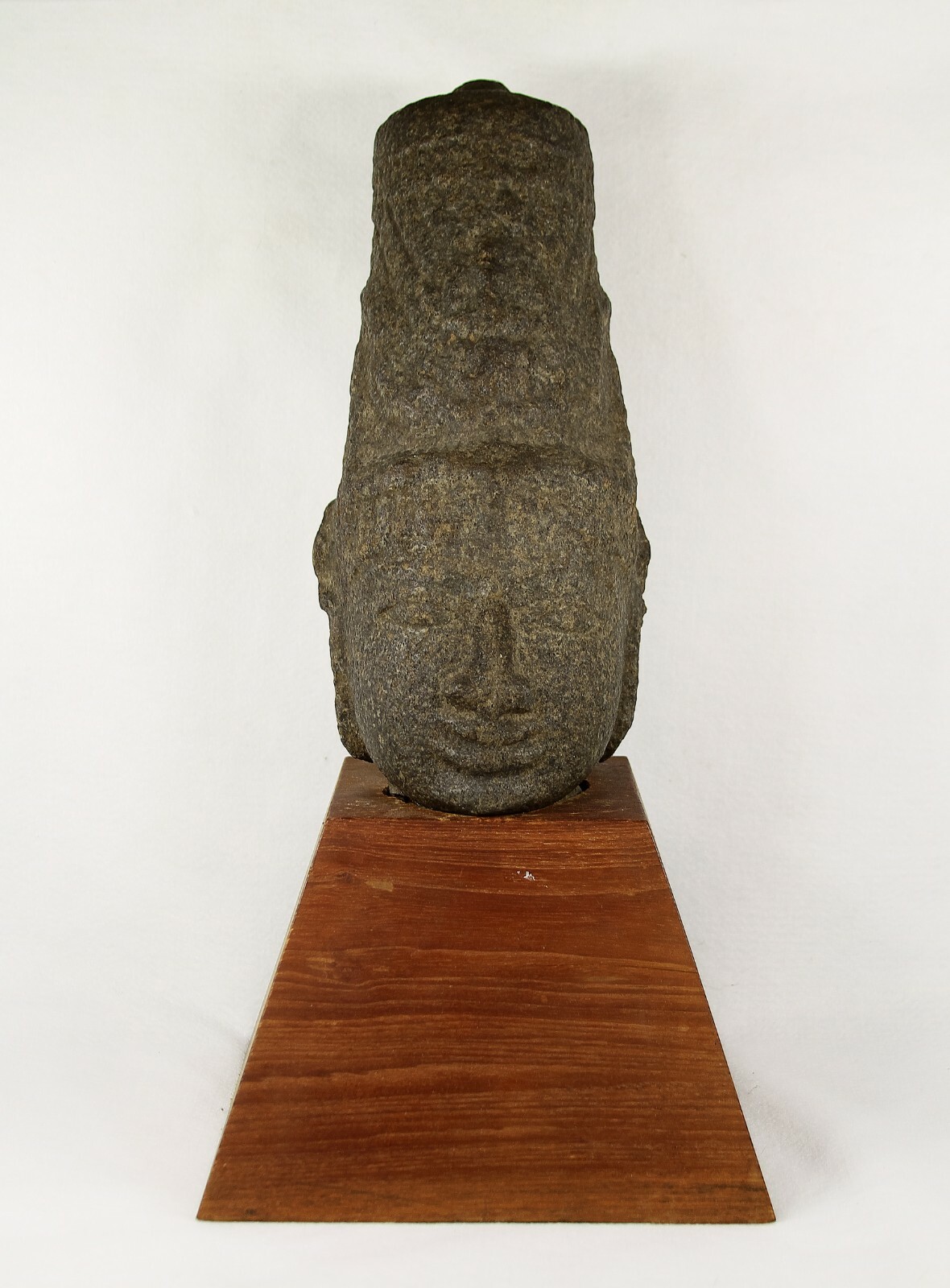 Antique Ancient Khmer Carved Stone Buddha Head Sculpture