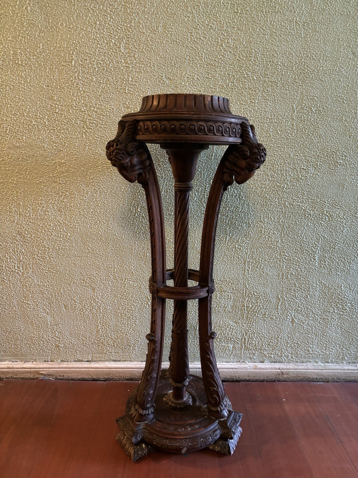 Antique Devil Wooden Pedestal Occult Satanic Goat Heads Pagan Stand Oddities Antique Devil Wooden Pedestal Occult Satanic Goat Heads Pagan Stand Oddities
