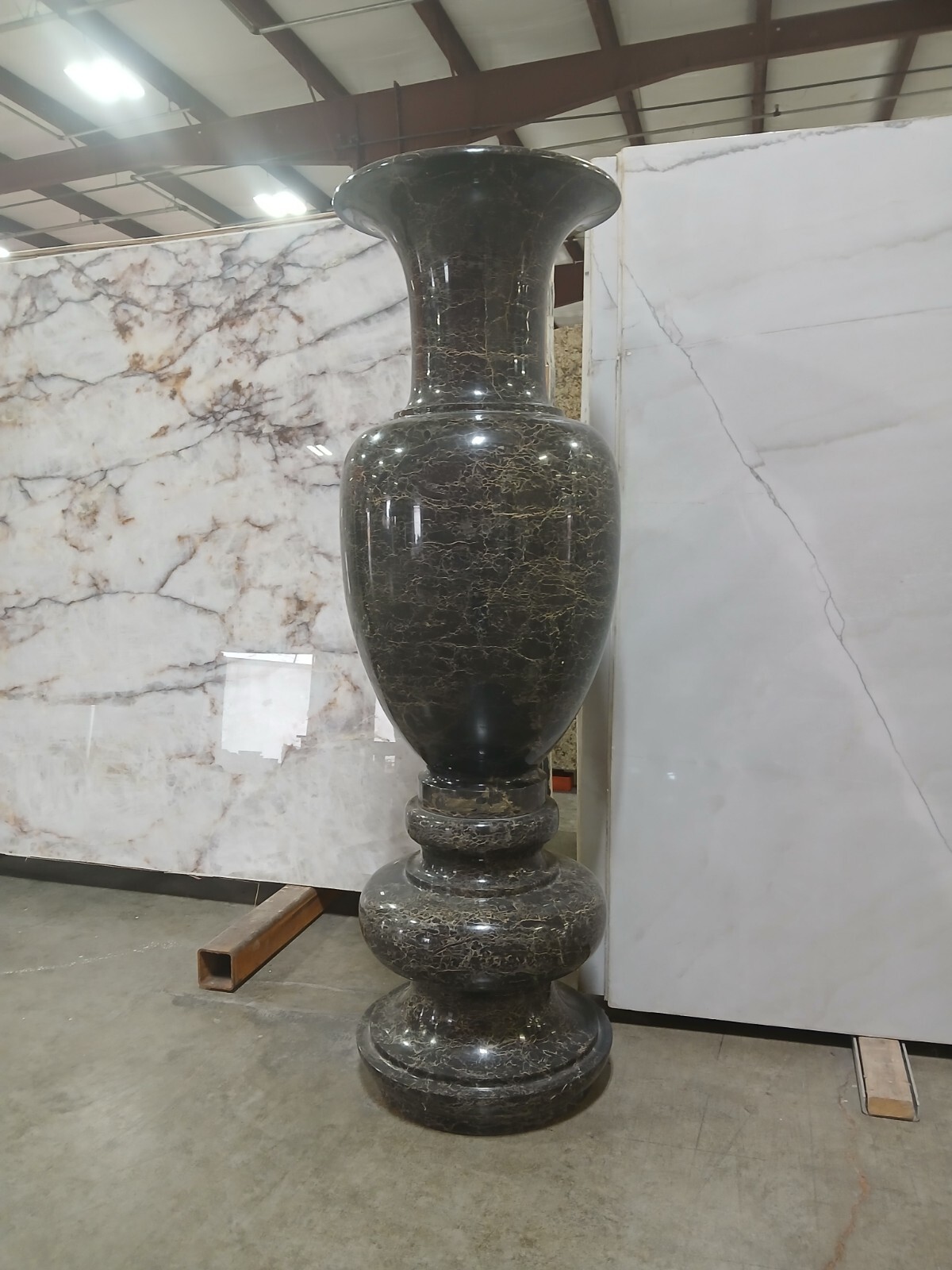 Black Marble Vase with Gold Veining – Elegant 6FT Statement Piece Black Marble Vase with Gold Veining – Elegant 6FT Statement Piece