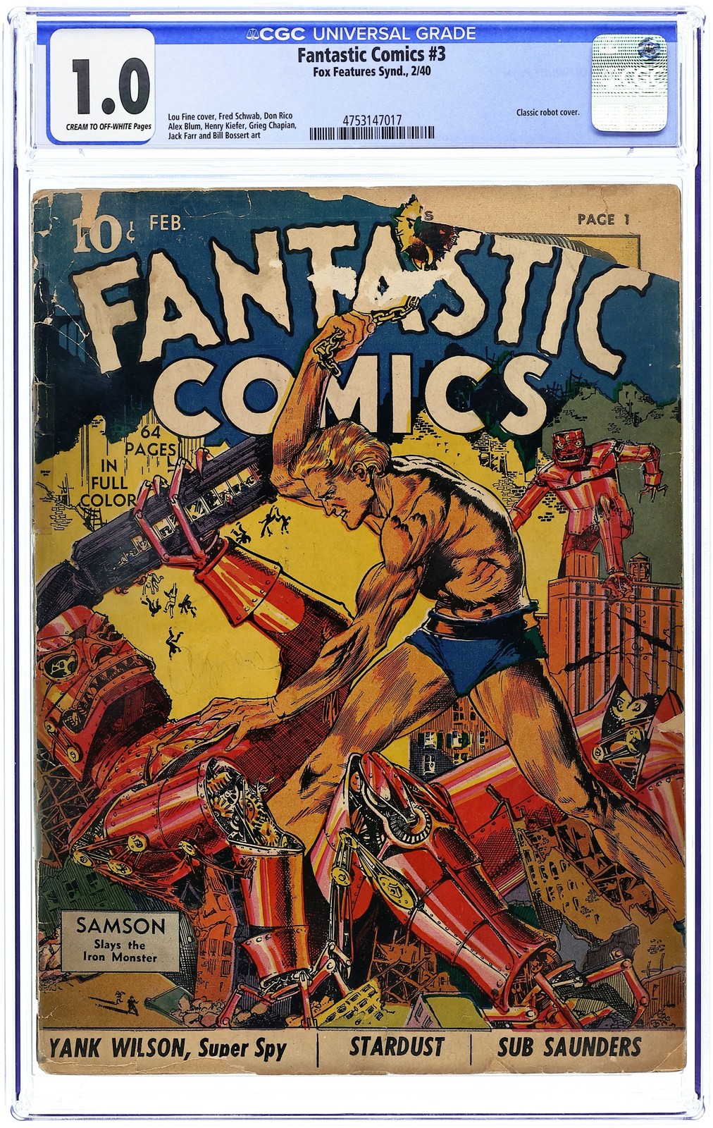 Fantastic Comics #3 CGC 1.0 1940 4753147017