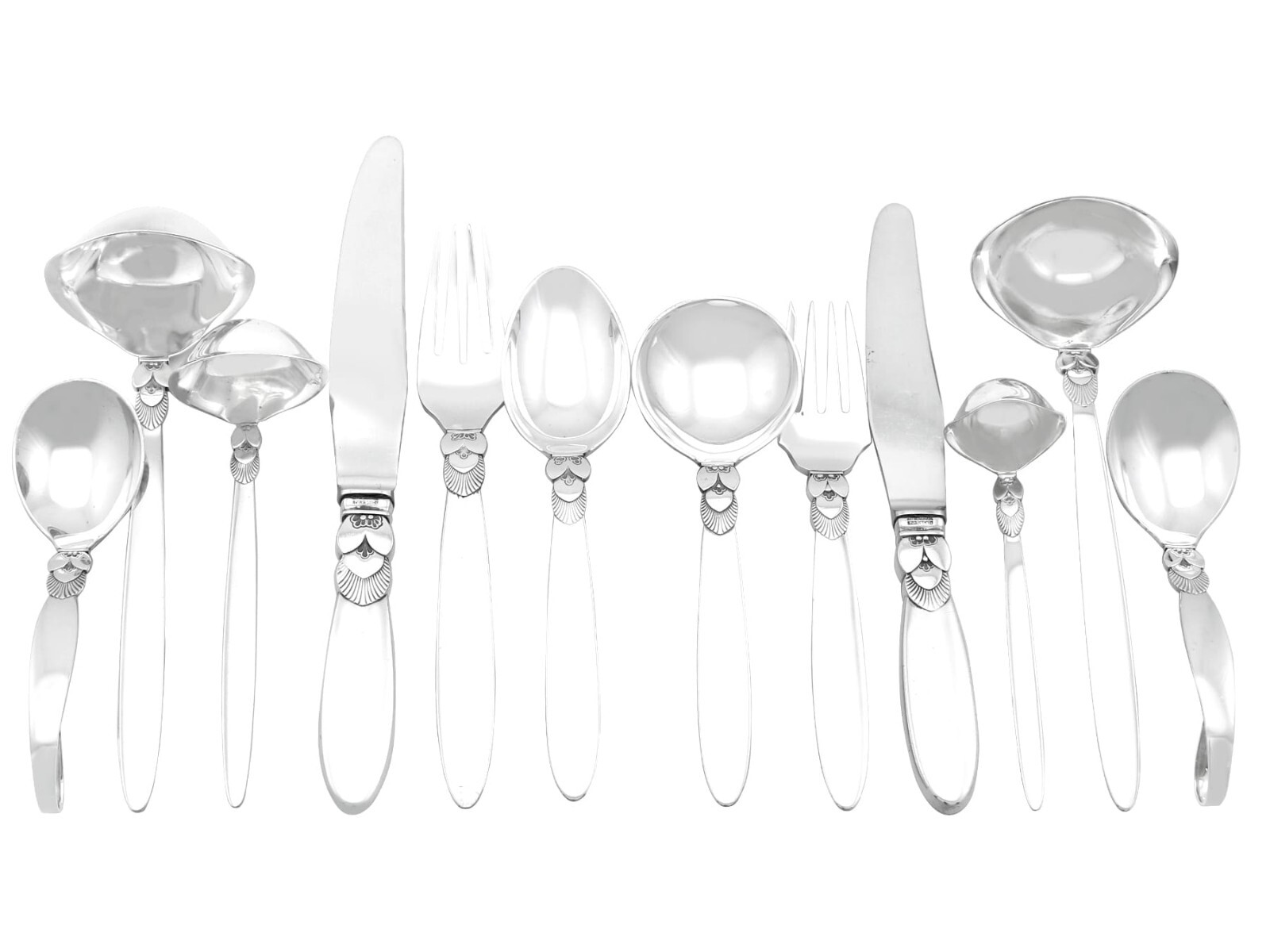 Danish Sterling Silver Canteen of Cutlery for Six Persons by Georg Jensen Danish Sterling Silver Canteen of Cutlery for Six Persons by Georg Jensen