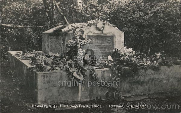 R. J. T. Photo Vailima, Samoa Mr. Mrs. Robert Lewis Stevenson's Grave RPPC R. J. T. Photo Vailima, Samoa Mr. Mrs. Robert Lewis Stevenson's Grave RPPC