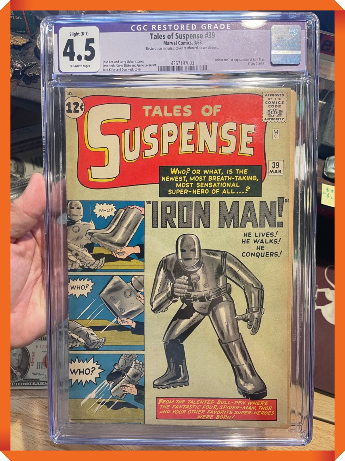 JC&C -1st Iron Man- 1963 Marvel Tales of Suspense #39 - CGC Apparent 4.5