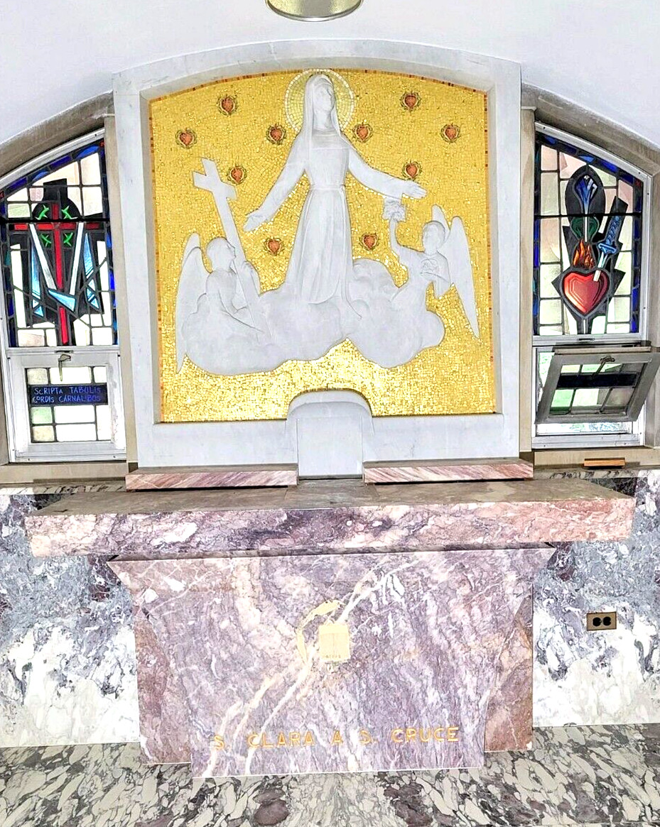 Saint Clare of the Cross marble & gold mosaic inlay Church Chapel Altar Shrine Saint Clare of the Cross marble & gold mosaic inlay Church Chapel Altar Shrine