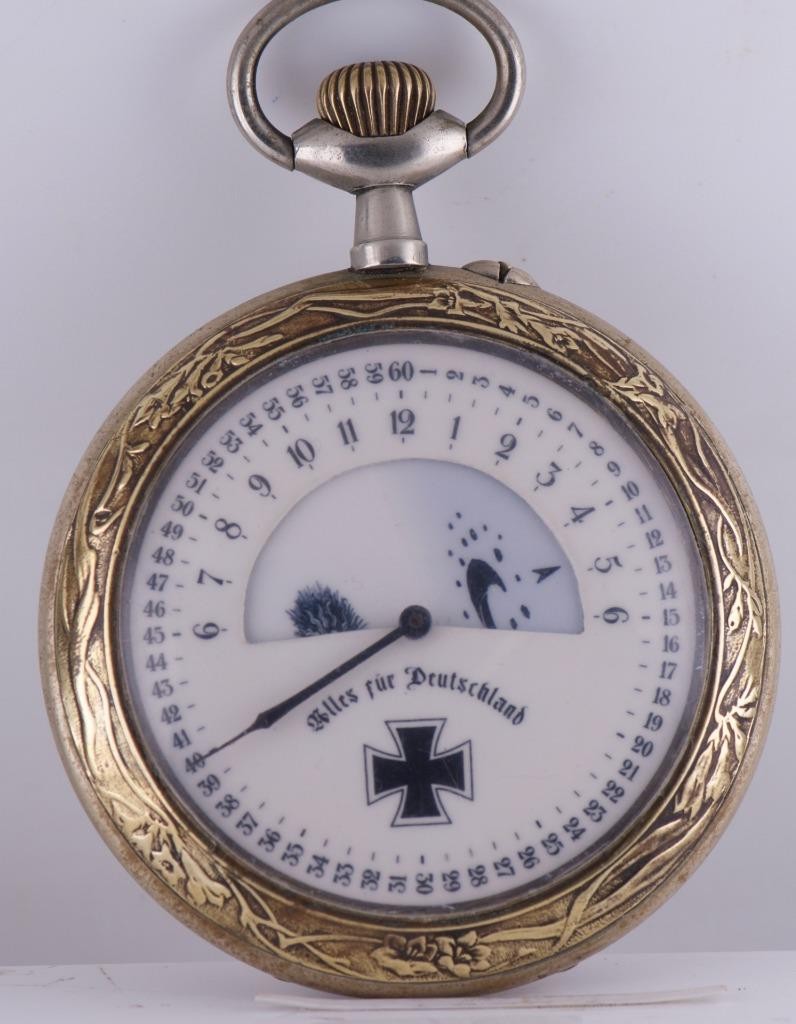 Oversized 70mm Antique WWI German Army Award Pocket Watch c.1916 – 24H Day/Night Oversized 70mm Antique WWI German Army Award Pocket Watch c.1916 – 24H Day/Night