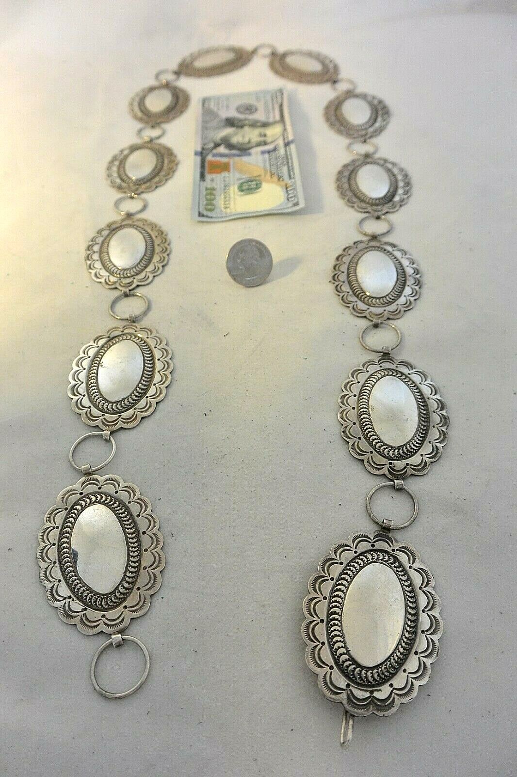 9+ozt Navajo ROBERT JOHNSON CONCHO BELT Sterling Silver - Link Style - Great