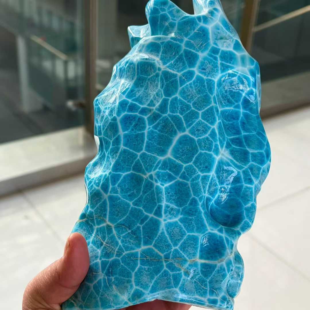 2.9LB Natural Larimar Gem freeform Quartz Sphere Crystal Energy Reiki Decor