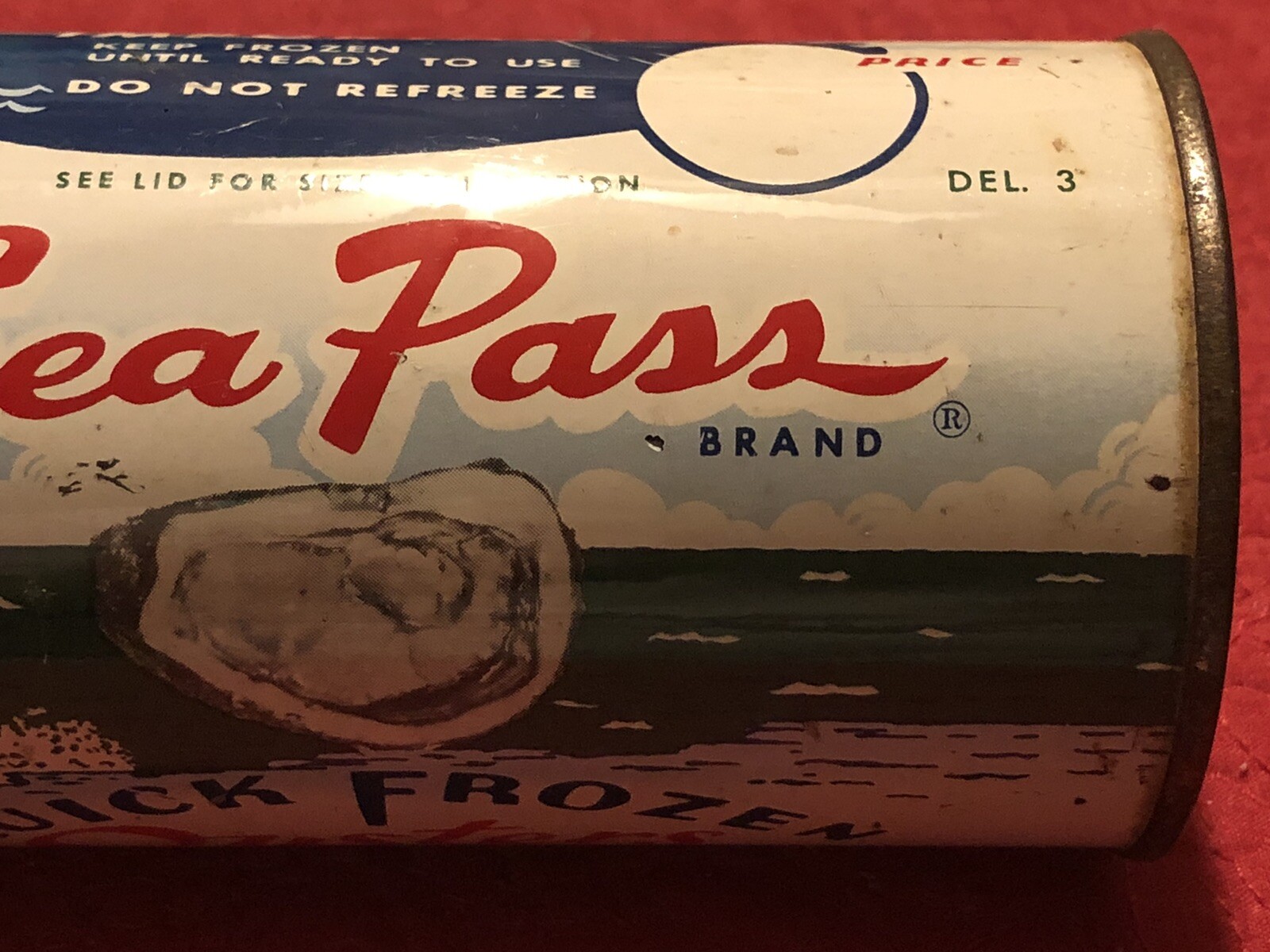 SeaPass Indep Fish Co St Louis MO Kirkpatrick Dover Rehoboth Delaware oyster tin SeaPass Indep Fish Co St Louis MO Kirkpatrick Dover Rehoboth Delaware oyster tin