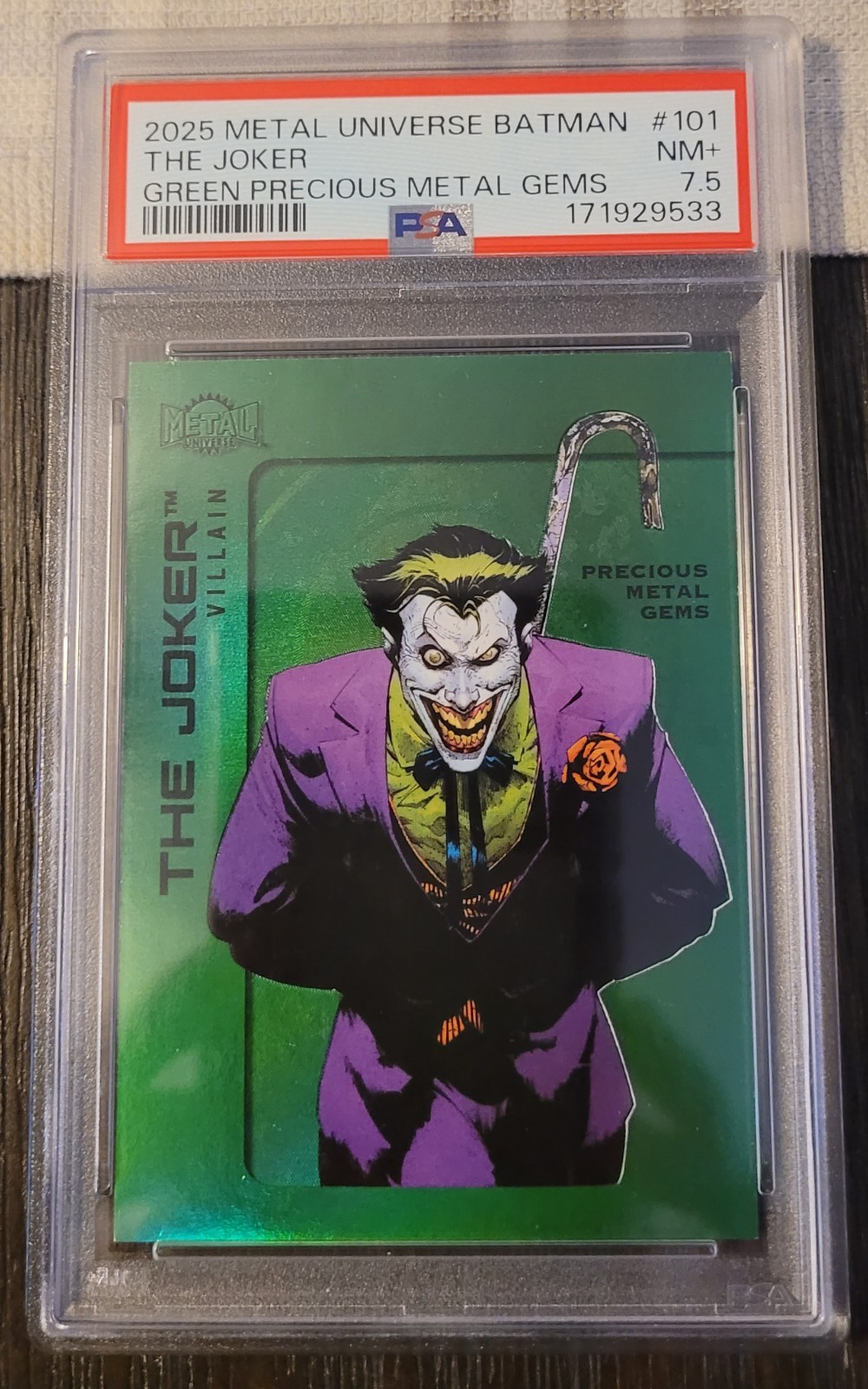 2025 Skybox Metal Universe Batman The Joker PMG Green PSA 7.5