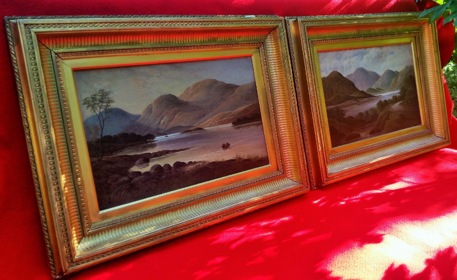 LOCH LOMOND vtg town scotland village antique maritime art steamboat painting