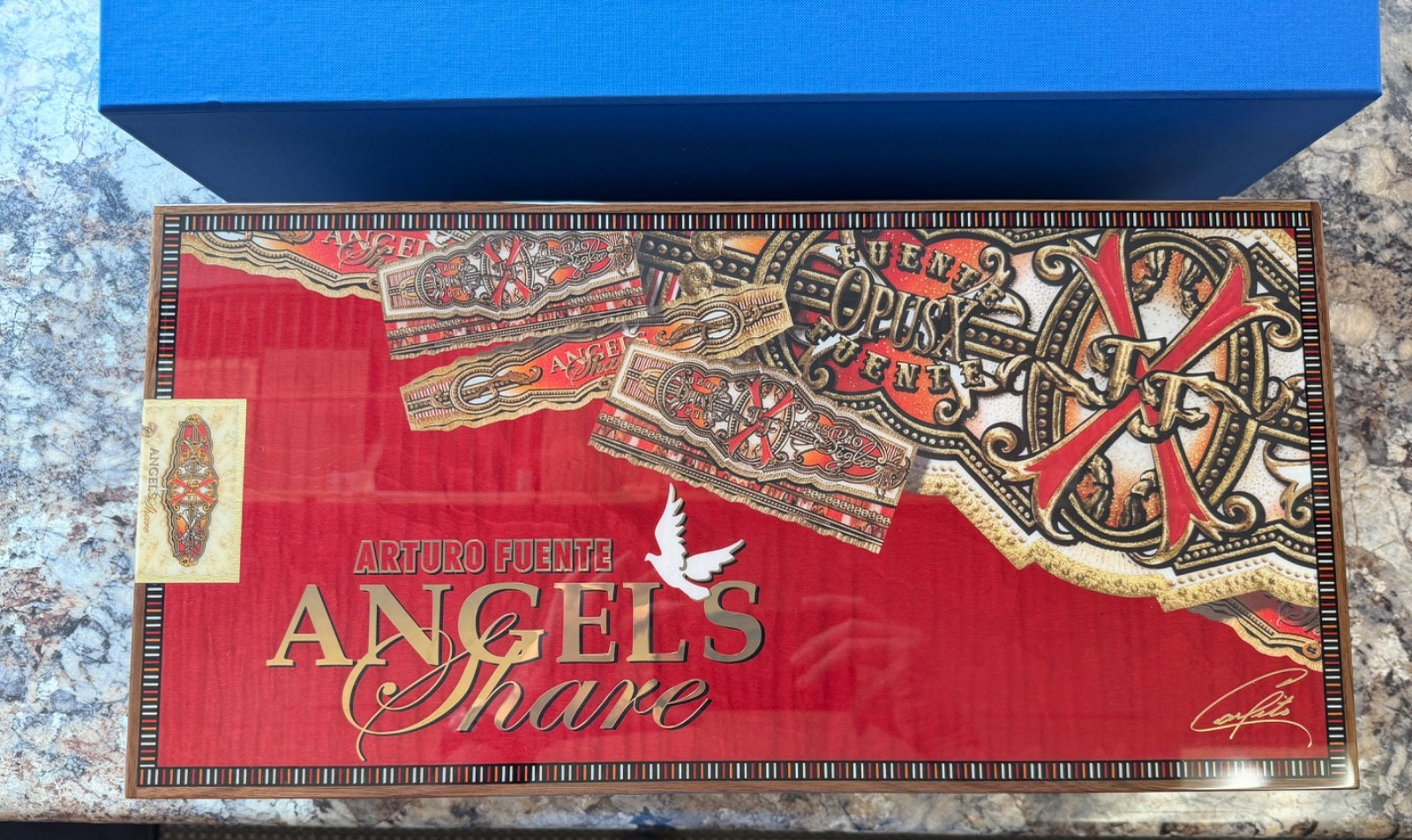 Elie Bleu Fuente Opus X Angel’s Share Red Sycamore Humidor 60 ct Ltd Ed of 92. Elie Bleu Fuente Opus X Angel’s Share Red Sycamore Humidor 60 ct Ltd Ed of 92.