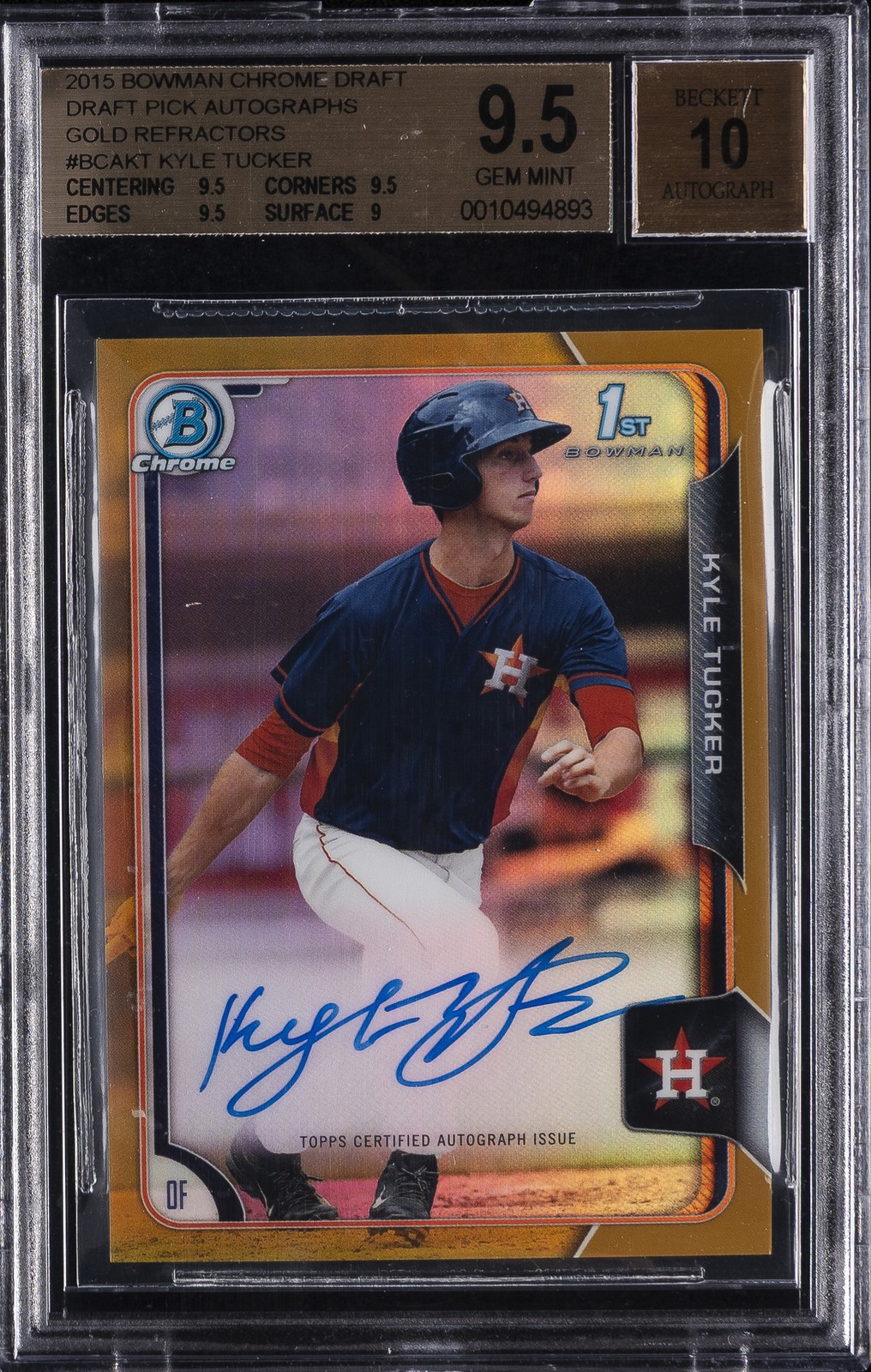 2015 BOWMAN CHROME DRAFT DRAFT PICK AUTOS - GOLD REFRACTORS KYLE TUCKER BGS 9.5 2015 BOWMAN CHROME DRAFT DRAFT PICK AUTOS - GOLD REFRACTORS KYLE TUCKER BGS 9.5