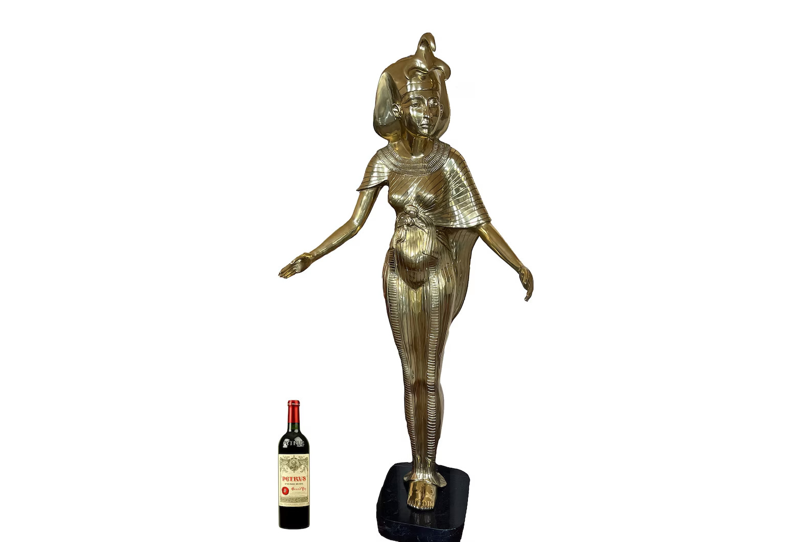 Vintage Egyptian Goddess Selket Sculpture Brass Figurine Antiques w/ Marble Base Vintage Egyptian Goddess Selket Sculpture Brass Figurine Antiques w/ Marble Base