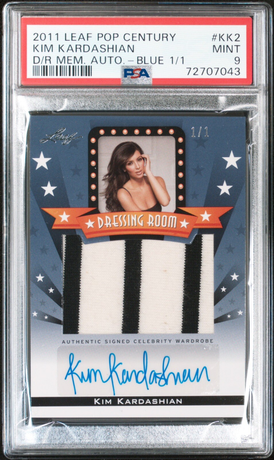 Kim Kardashian 2011 Leaf Pop Century Dressing Room Rookie Patch Auto 1/1 PSA 9