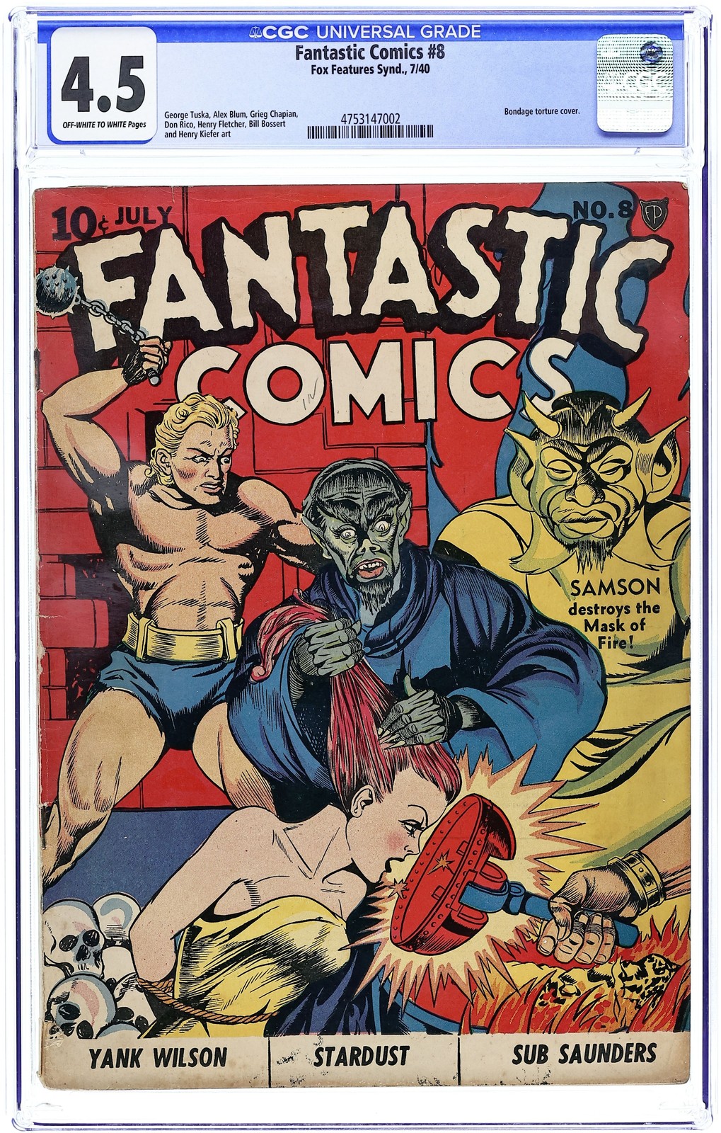 Fantastic Comics #8 CGC 4.5 1940 4753147002 Fantastic Comics #8 CGC 4.5 1940 4753147002