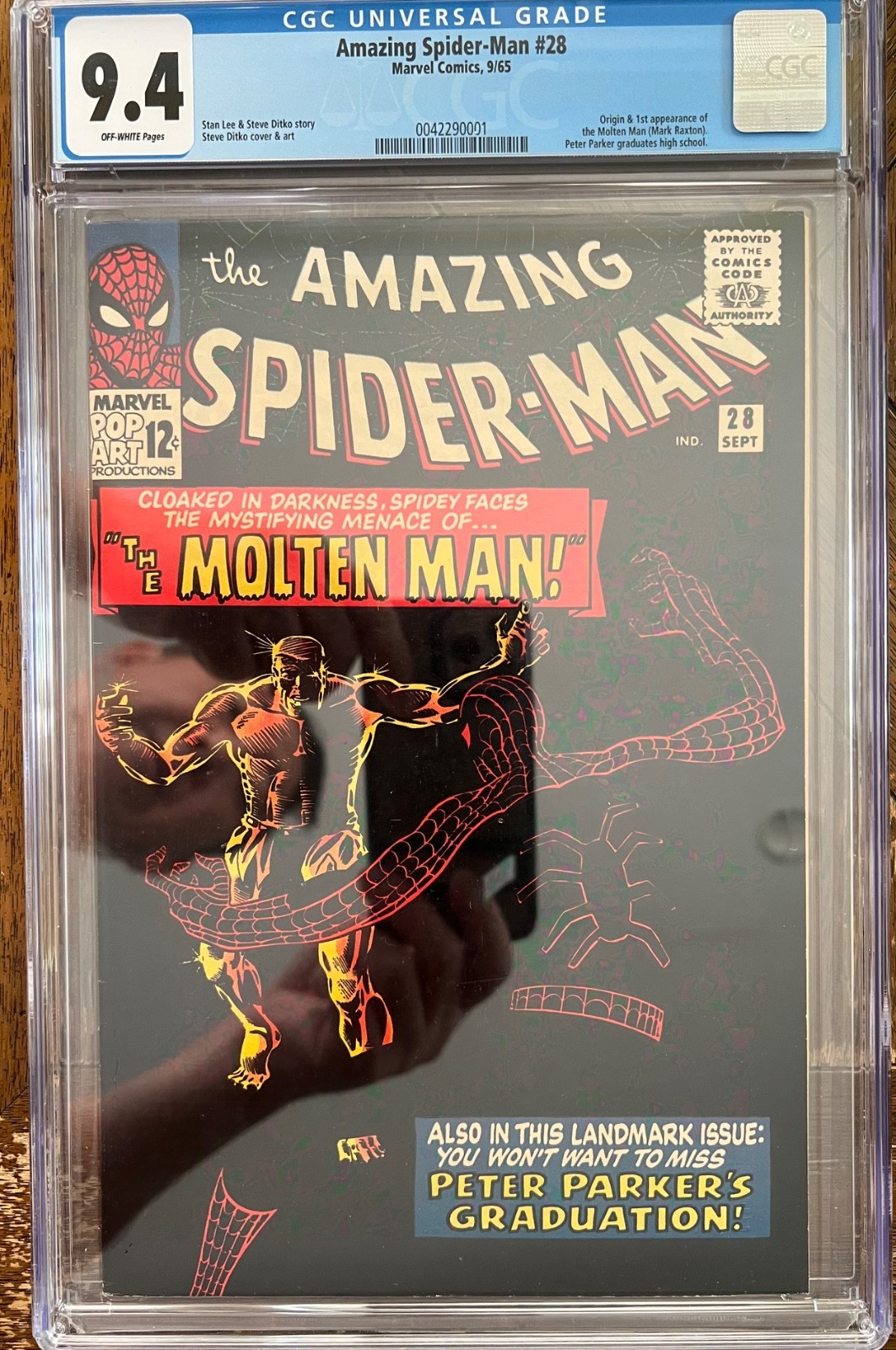 AMAZING SPIDER-MAN #28 CGC 9.4 NEAR MINT 1st MOLTEN MAN SCARCE IN HIGH GRADE AMAZING SPIDER-MAN #28 CGC 9.4 NEAR MINT 1st MOLTEN MAN SCARCE IN HIGH GRADE