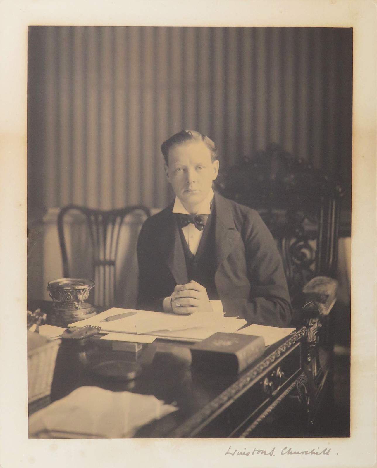 A magnificent, large signed photo of Winston S. Churchill from late 1900 A magnificent, large signed photo of Winston S. Churchill from late 1900