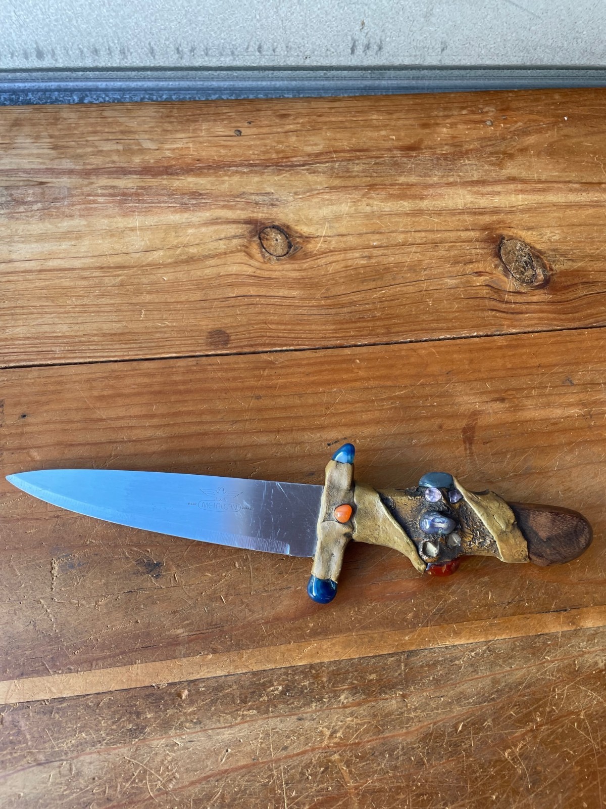 Vintage Brazilian Sacrificial Knife Metalcan INOX Brazil w/ Stones 6 Vintage Brazilian Sacrificial Knife Metalcan INOX Brazil w/ Stones 6