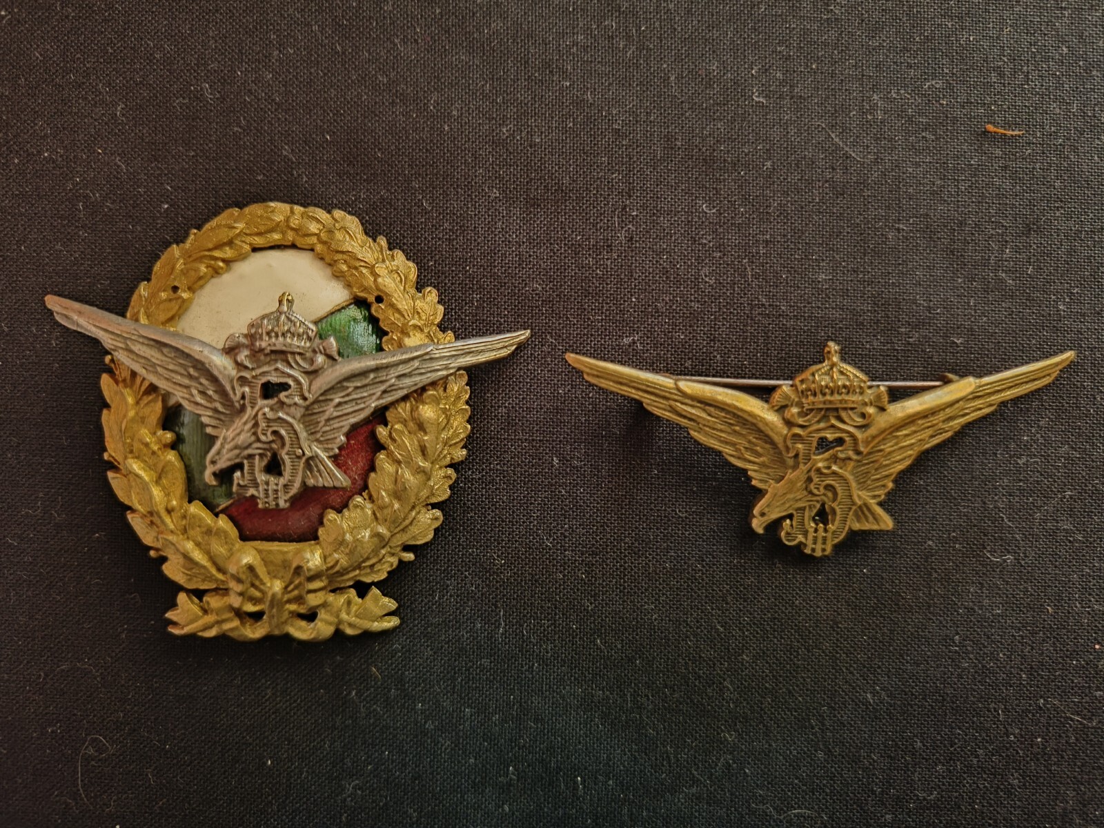 ww2 Boris III period Royal Bulgarian Air Force pilot Silver & Exam/Letter badges ww2 Boris III period Royal Bulgarian Air Force pilot Silver & Exam/Letter badges