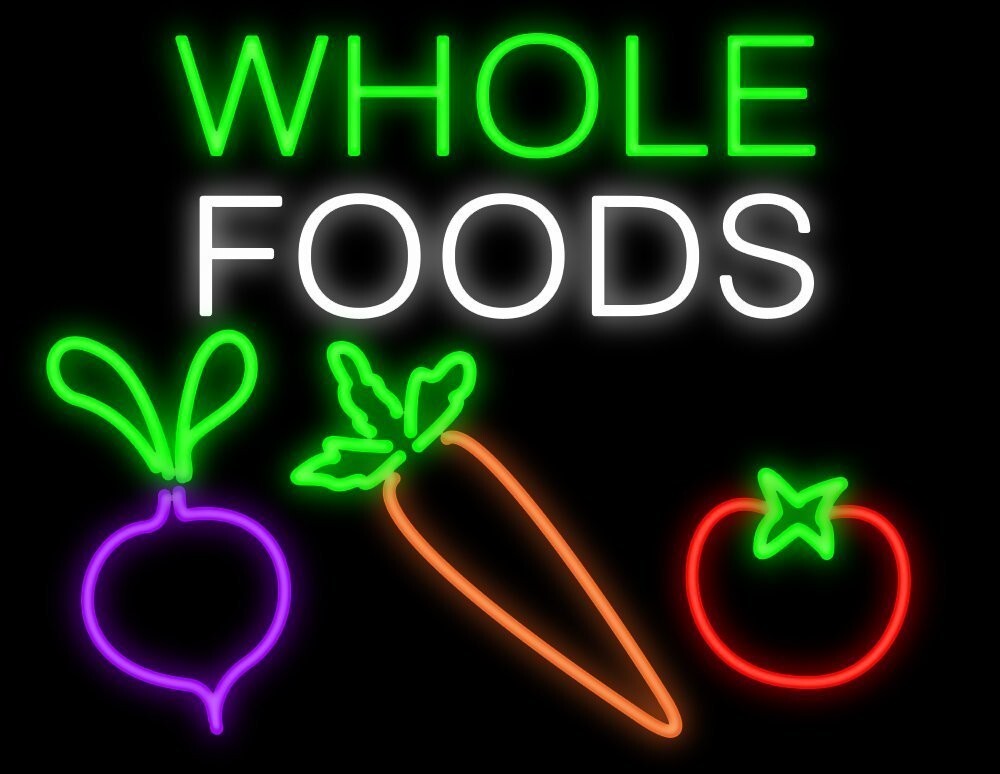 New Whole Foods Vegetables Neon Sign Light Lamp Handmade Restaurant Decor 24x20