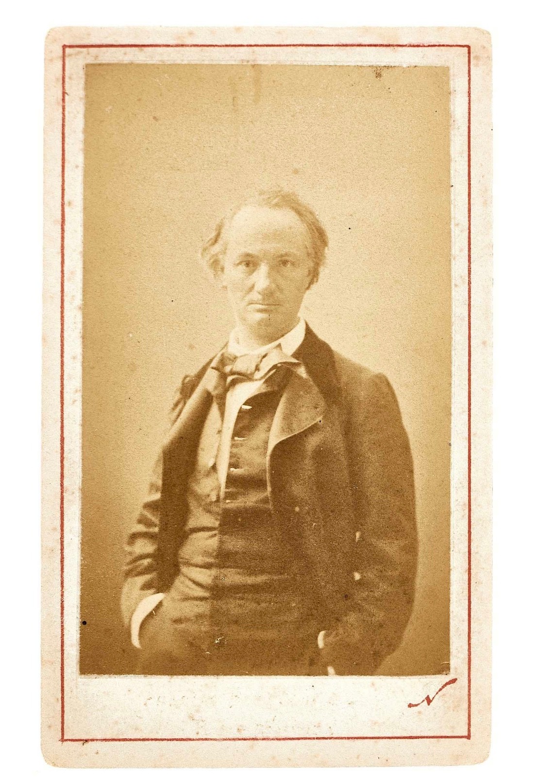Charles BAUDELAIRE - Business card format photograph by NADAR. 1862. Charles BAUDELAIRE - Business card format photograph by NADAR. 1862.